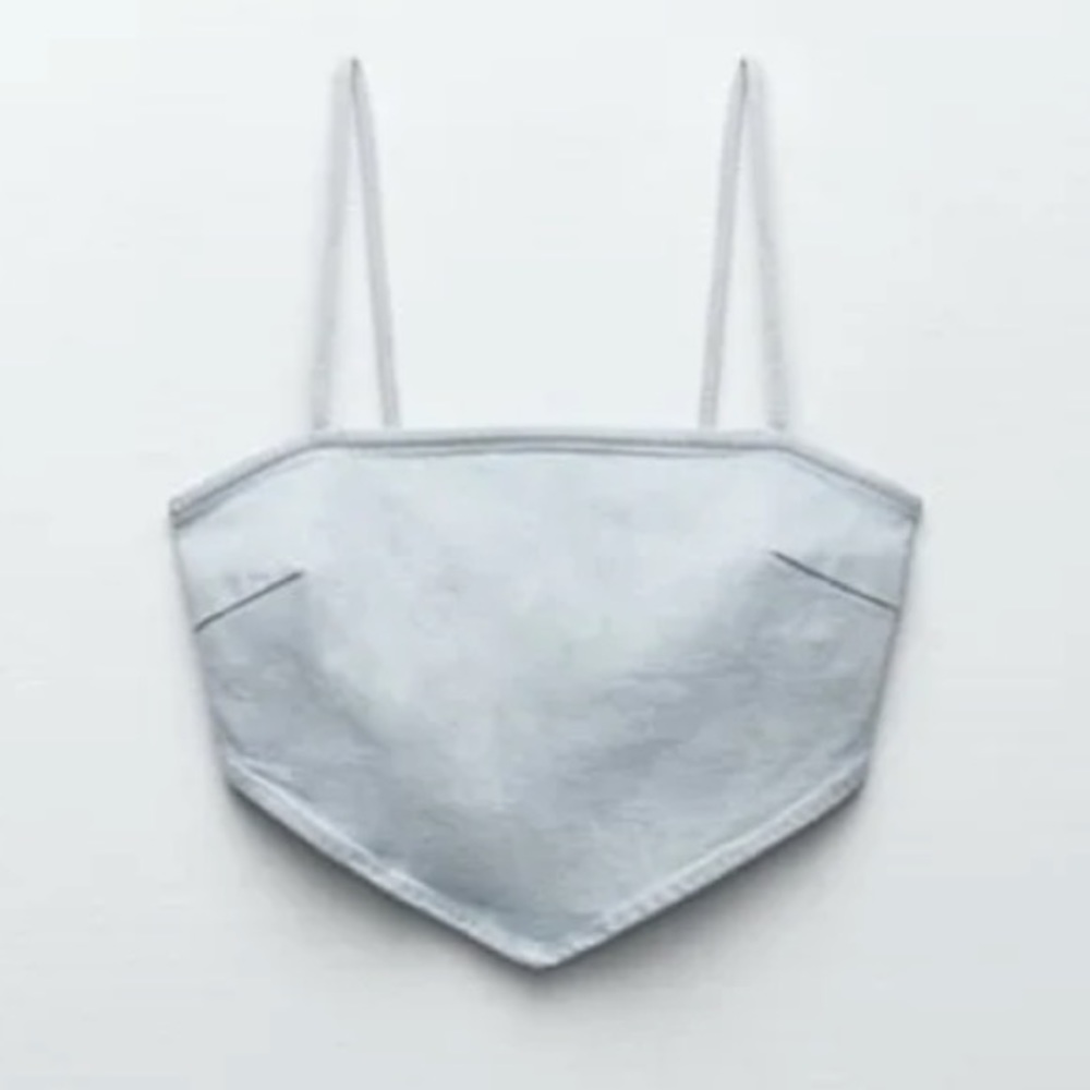 ZARA Denim Bandana Crop Tank Top